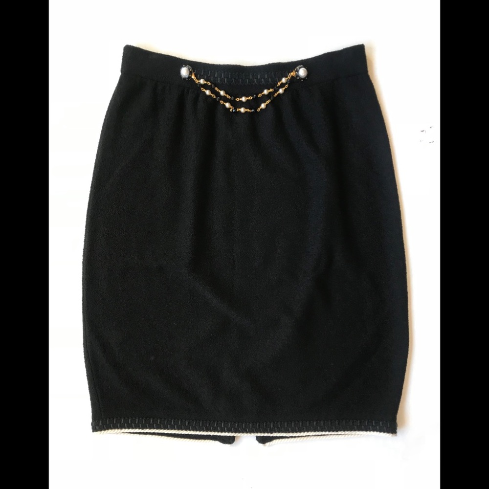 Black Vintage Skirt w/Chain Belt and Rope Detail